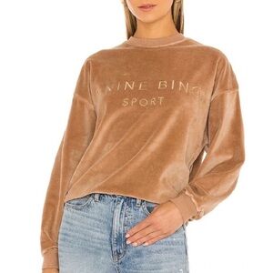 Anine Bing Sport Tan Velour Sweatshirt